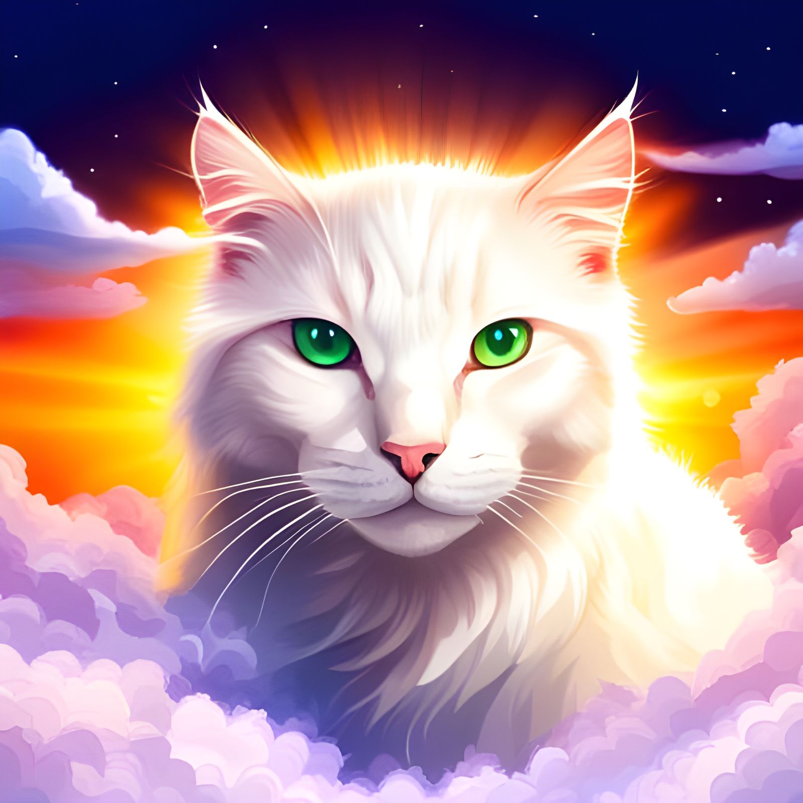 White Cat with Third Eye in Heaven