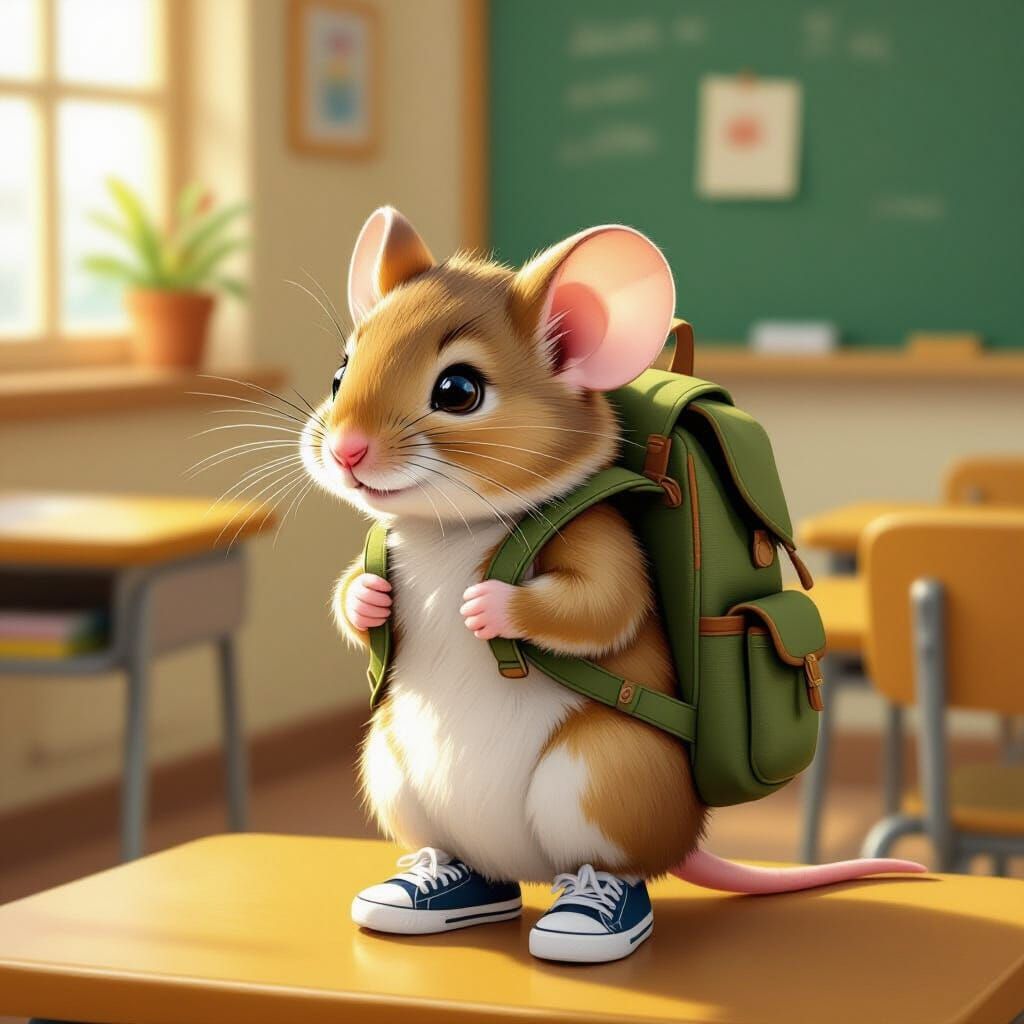 Shy Mouse's First Day of School: Cozy Illustration