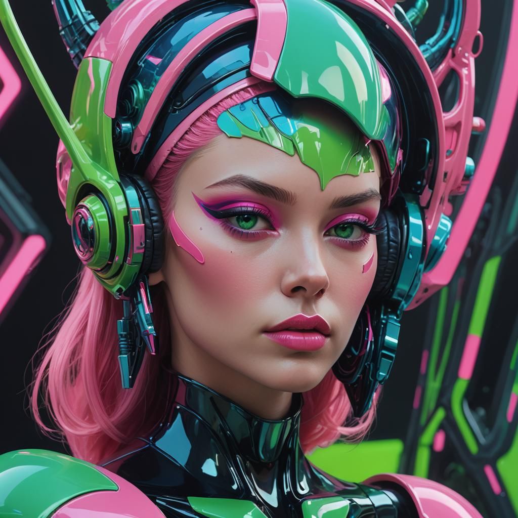 Futuristic Alien Woman Portrait in Vibrant 3D Render