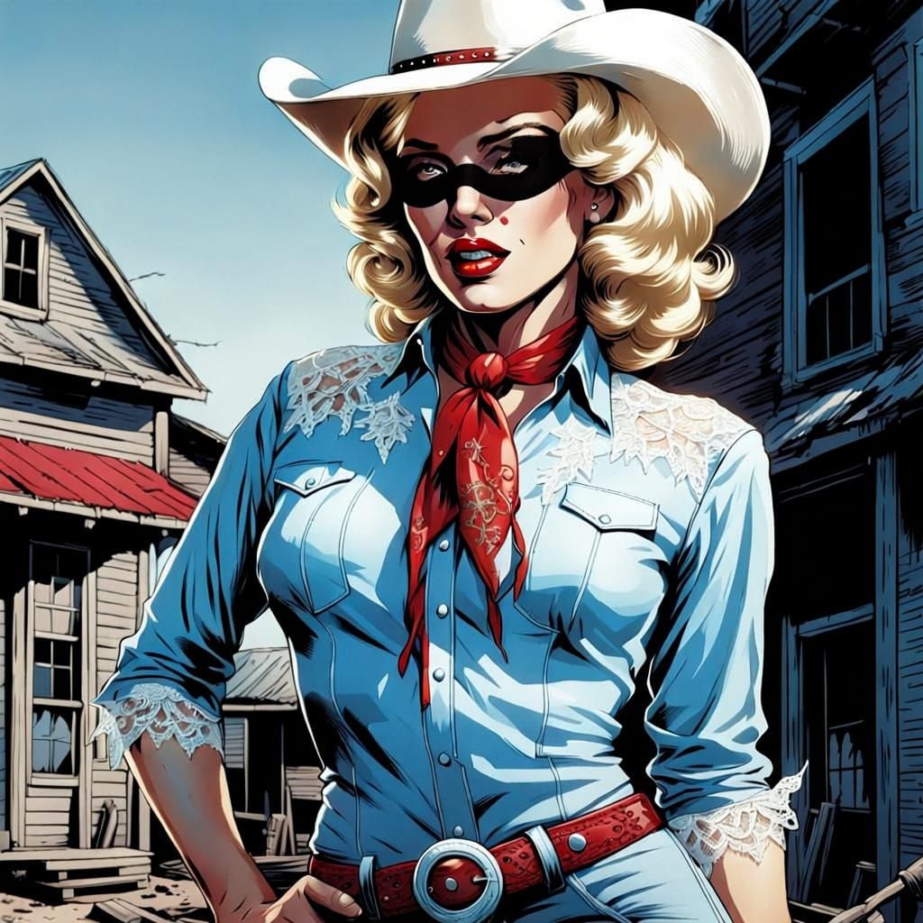 Marilyn Monroe as Comic Book Art Cowgirl