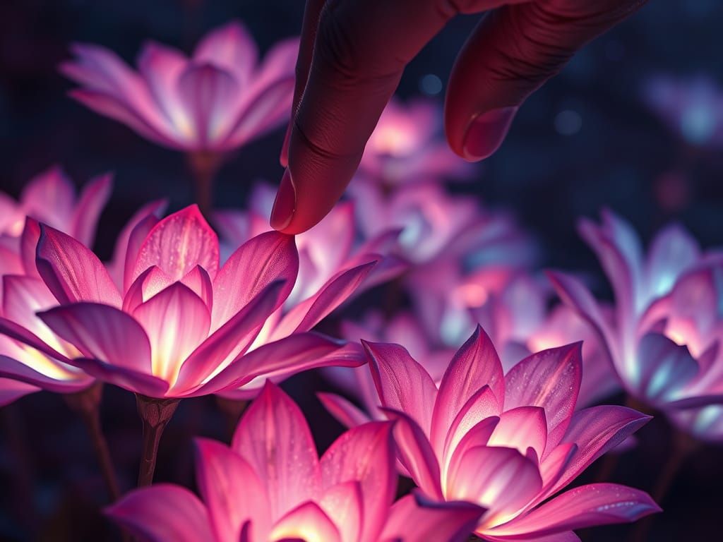 Bioluminescent Magic Flowers in Detailed Matte Painting