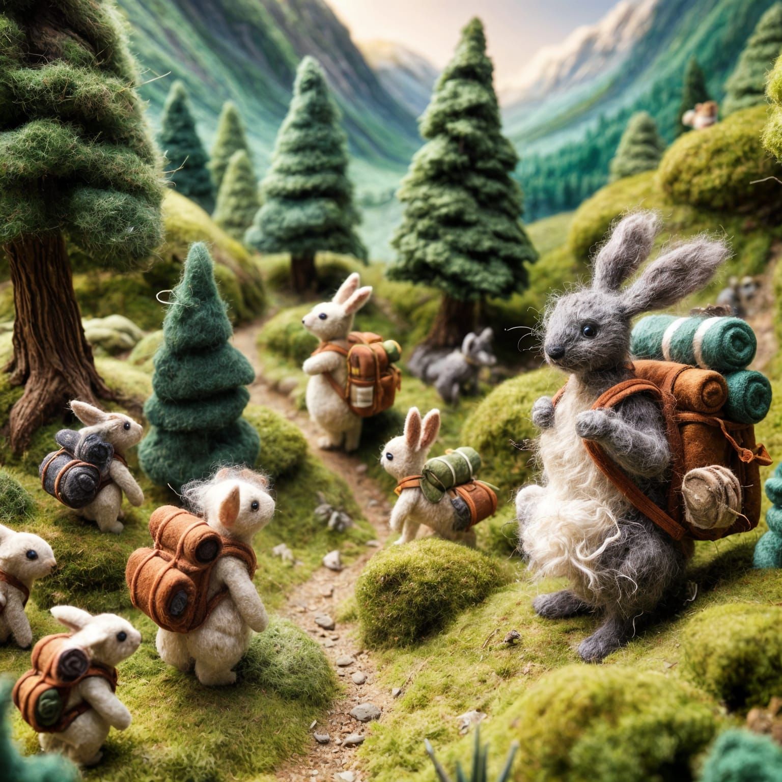 Felted Woodland Creatures on a Miniature Adventure