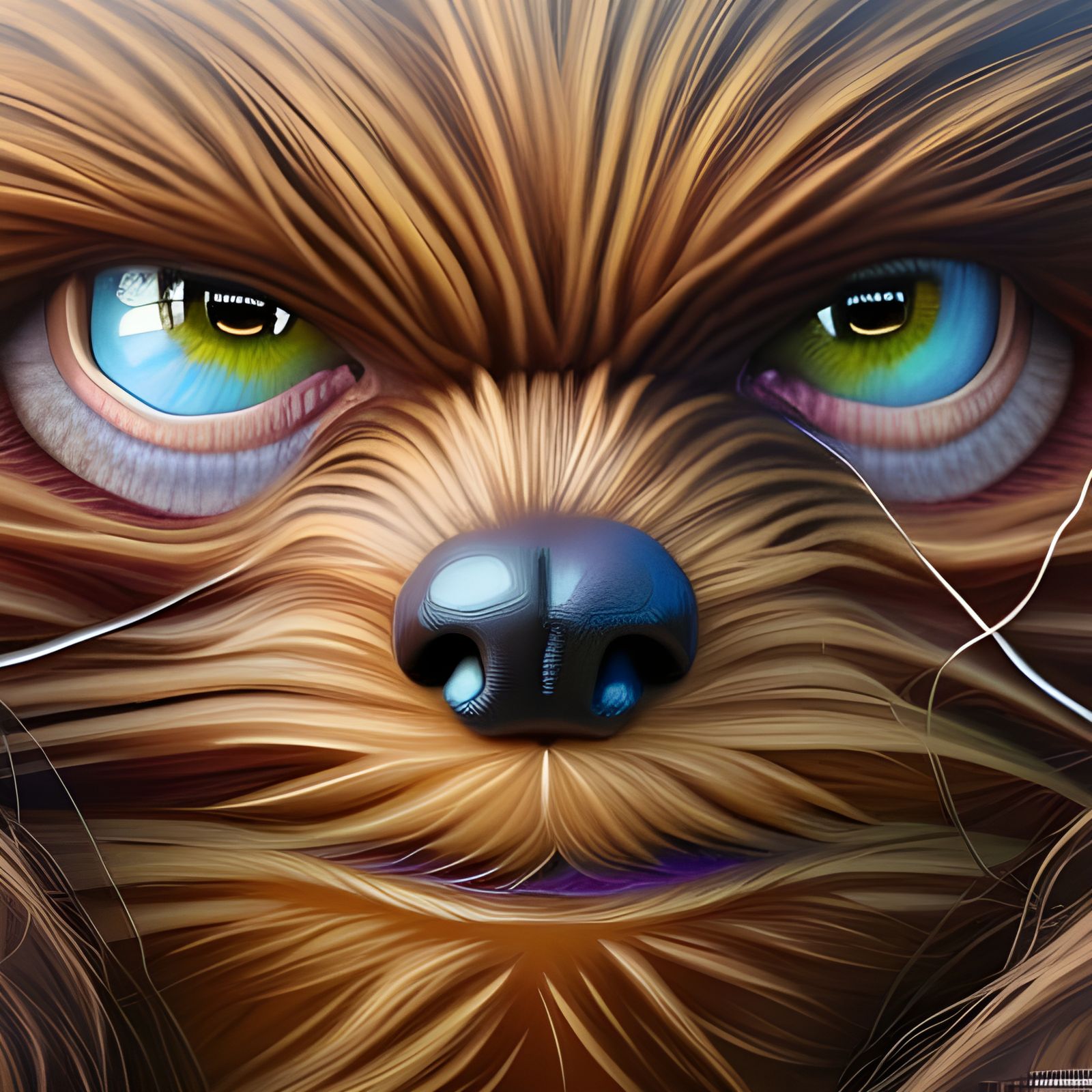 Hyperrealistic Portrait: Woman in Wookiee Fur Suit