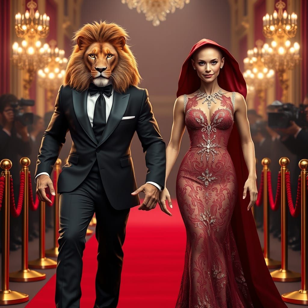 Regal Lion-Human Hybrids Stride Down Crimson Carpet