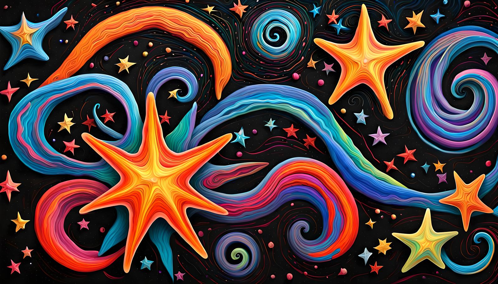 Vivid Impasto Painting of Newborn Stars in Plasma Maelstrom