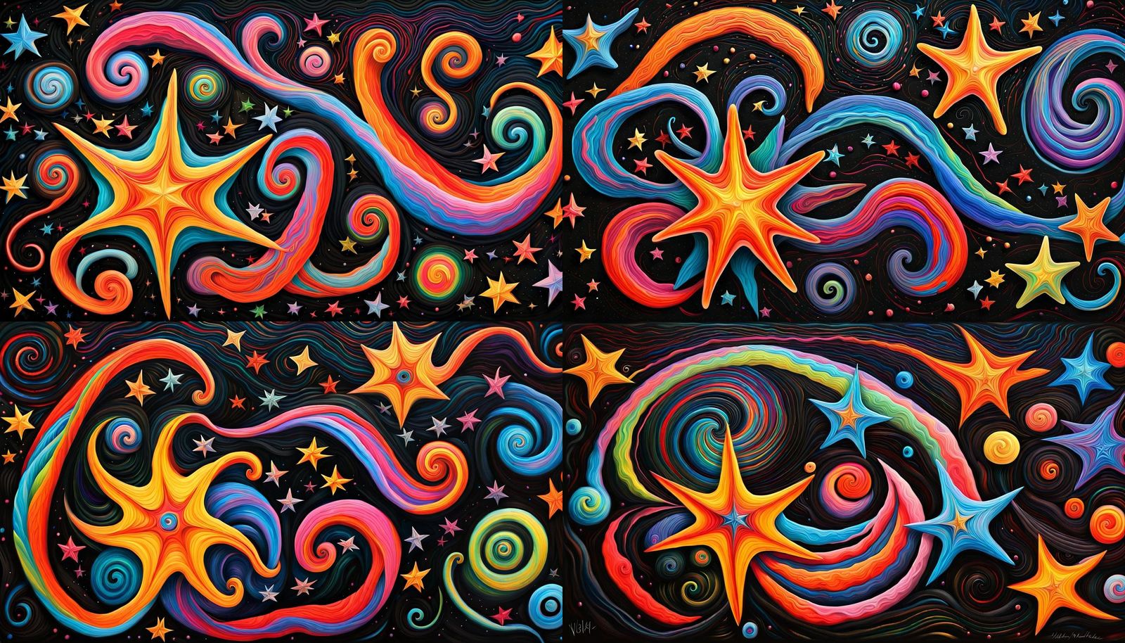 Vivid Impasto Painting of Newborn Stars in Plasma Maelstrom