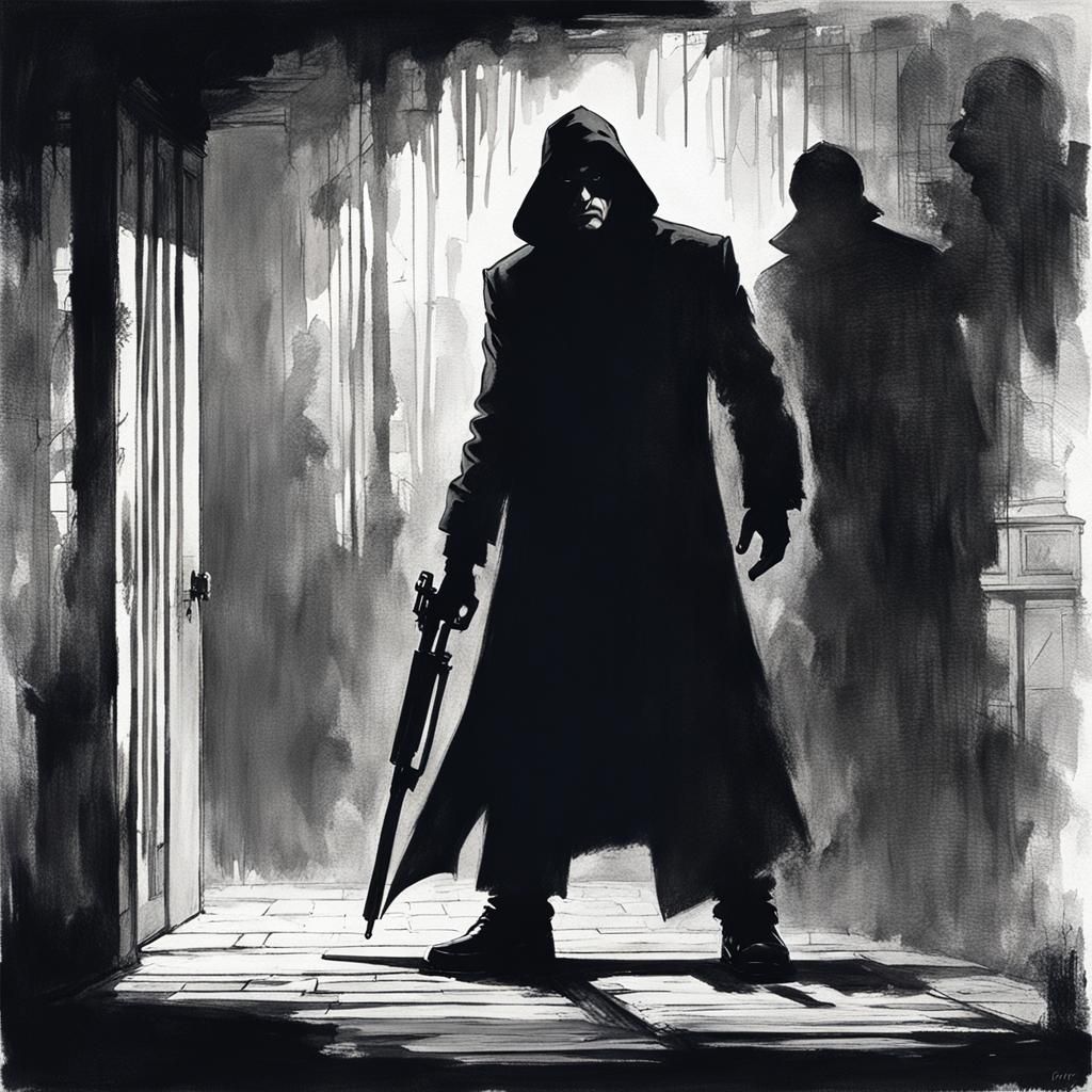 Sinister Man Hiding in Shadows: Fantasy Art