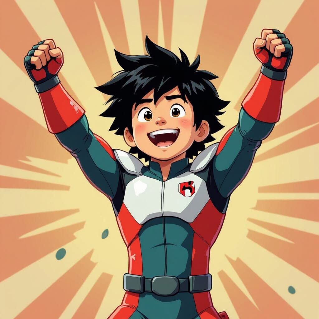 Triumphant Hiro Hamada in Disney-esque Style