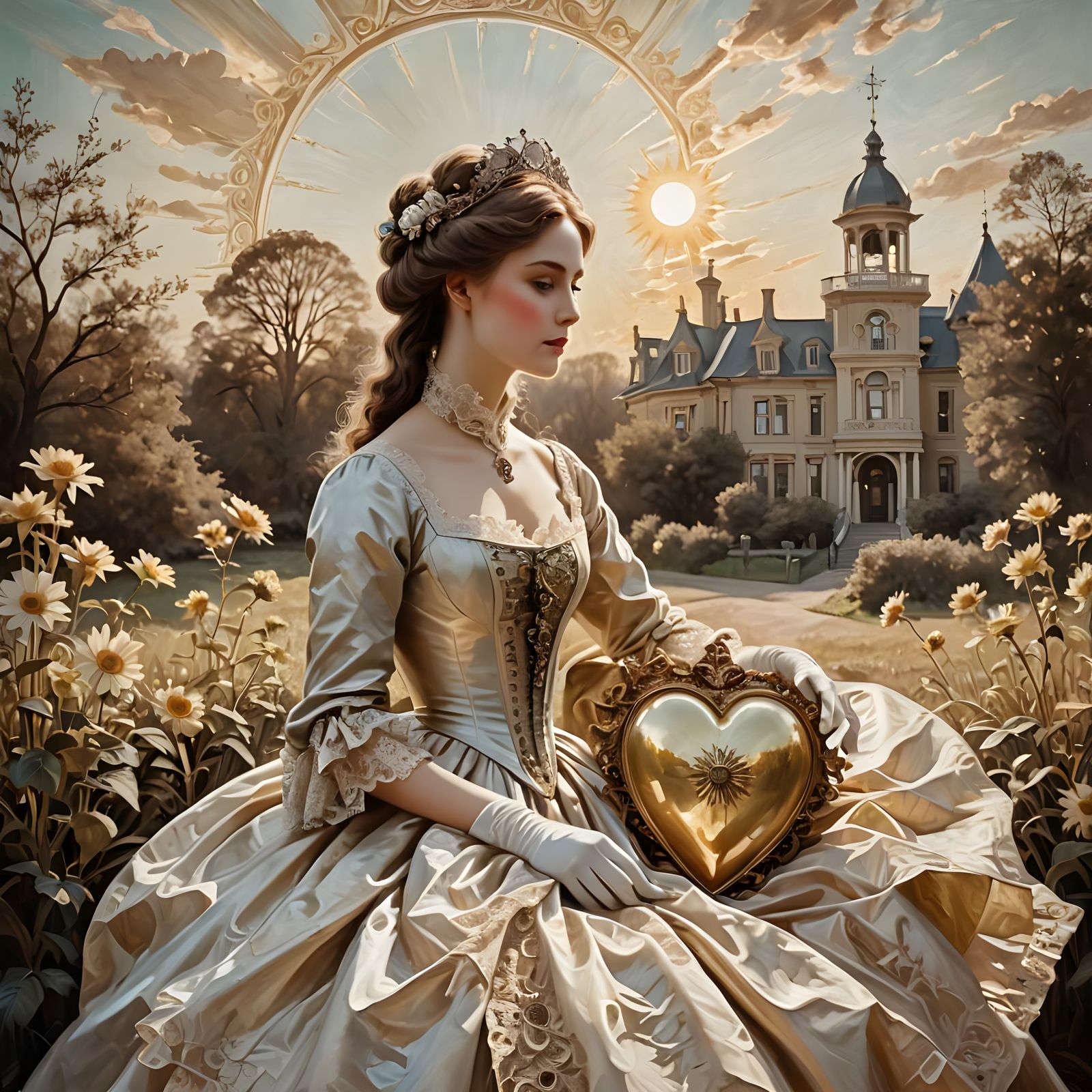 Victorian Heart in Pastel Colors as Impasto Painting