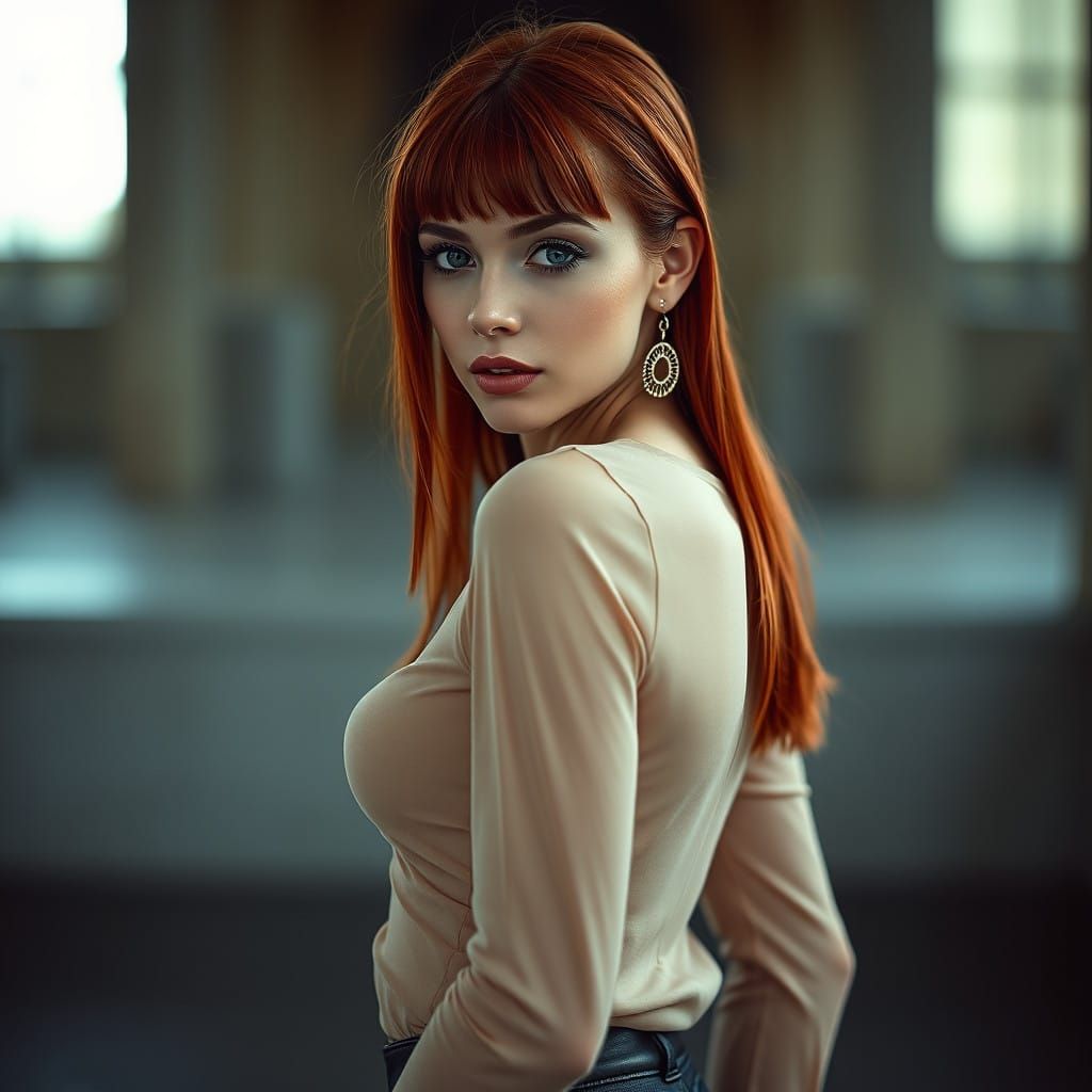 Elegant Young Woman in Cinematic Style
