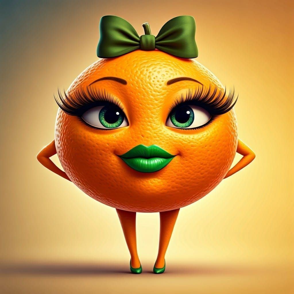 Anthropomorphized Orange Embodies Confidence and Intelligenc...