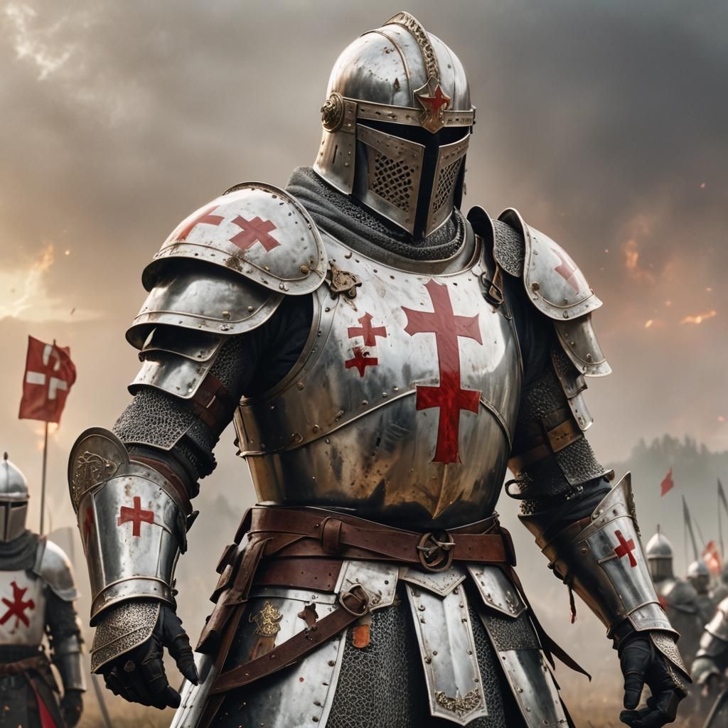 Templar Knight Armor on Battlefield: Digital Matte Painting