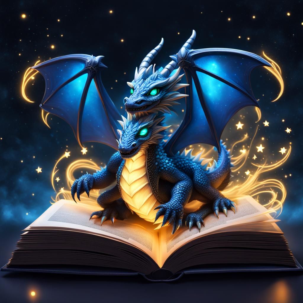 Bioluminescent Chibi Dragon in Ethereal Fantasy Art