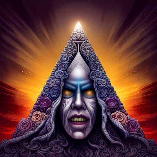 Eye Under Energy Pyramid: Gothic Horror Concept Art