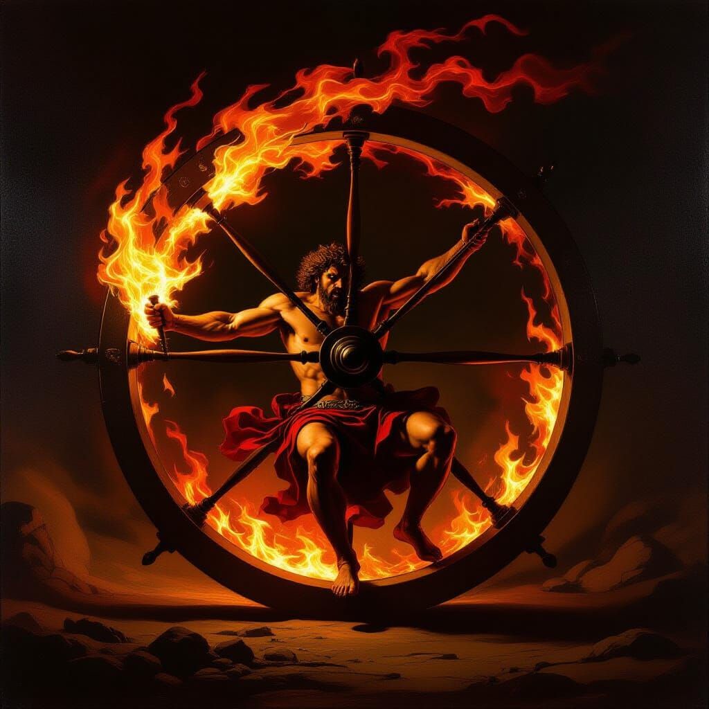 Ixion Bound to Flaming Wheel in Tartarus