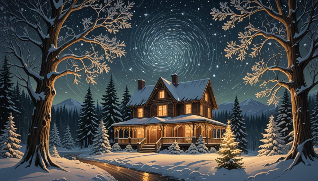 Siblings Warmly Gathered by Winter Wonderland Fireplace