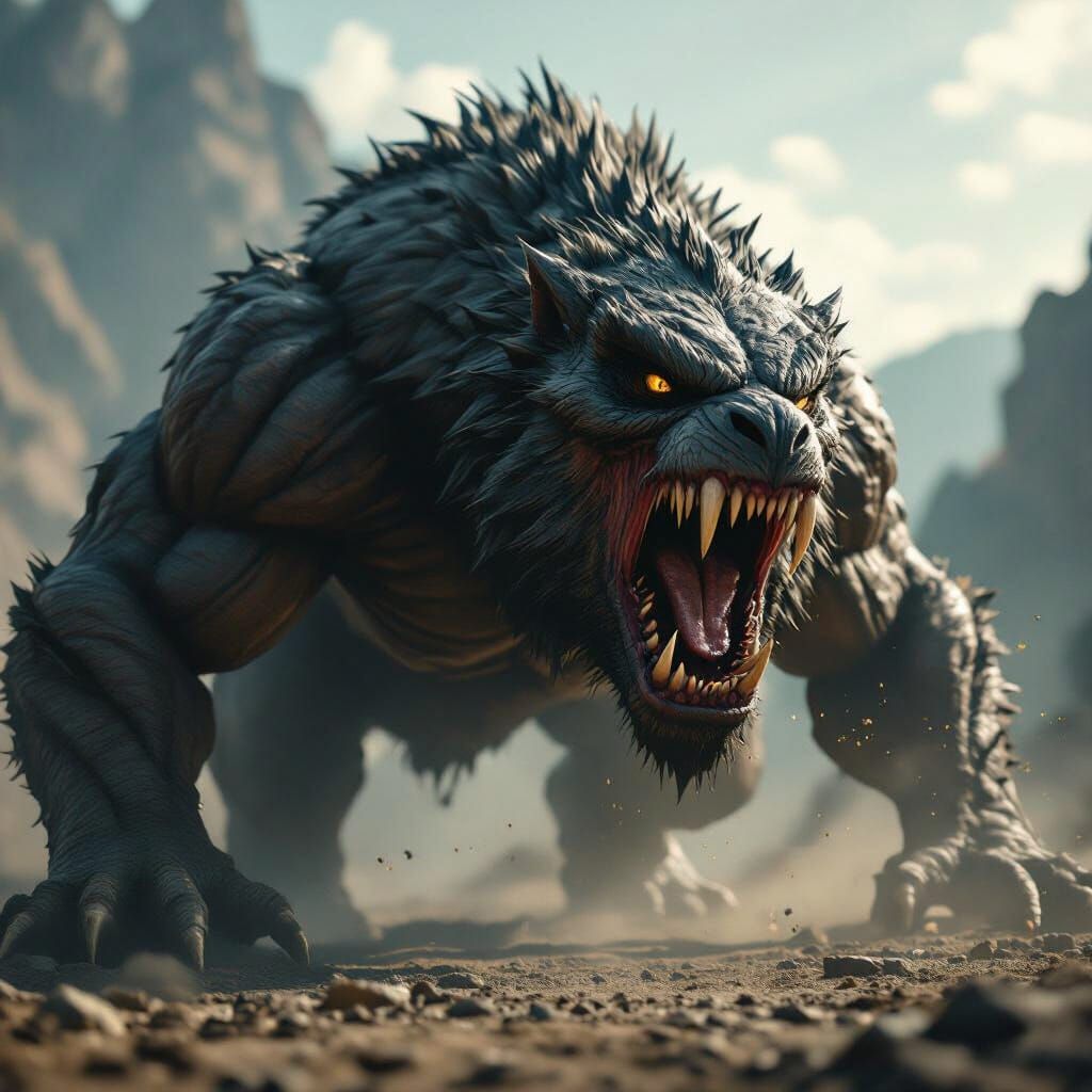 Fearsome Muscular Beast With Razor Teeth