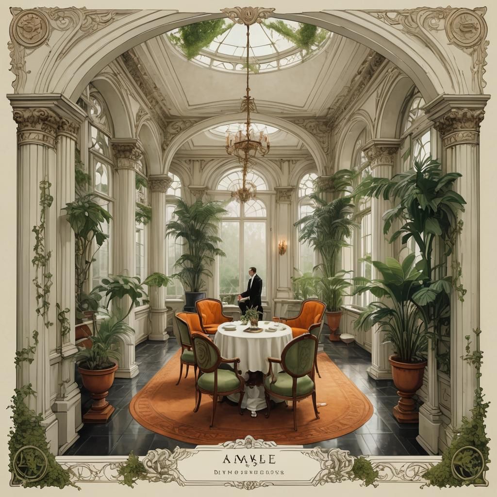 Elegant Game Card in Gothic Jugendstil Mansion