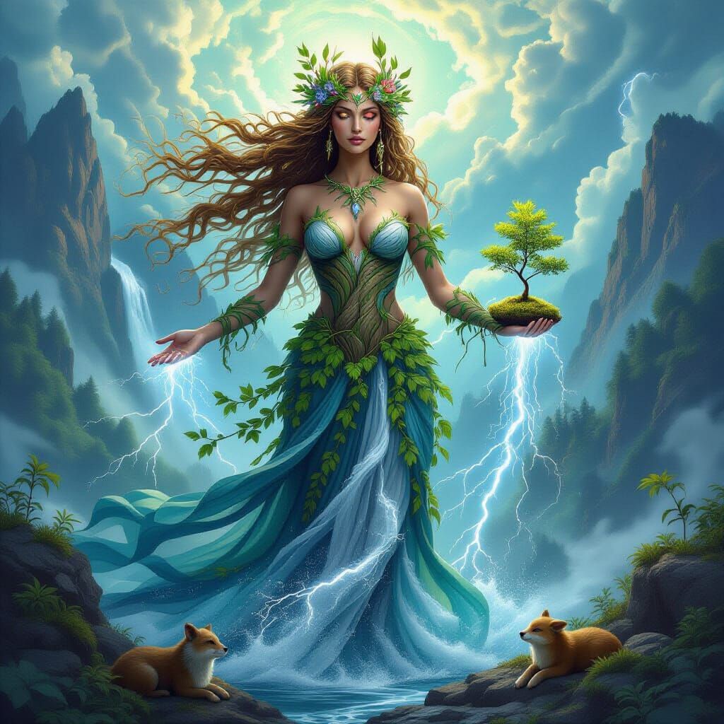 Majestic Earth Goddess in Epic Fantasy Style