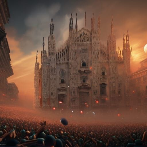 Milan Calcio: Detailed Matte Painting in Deep Color