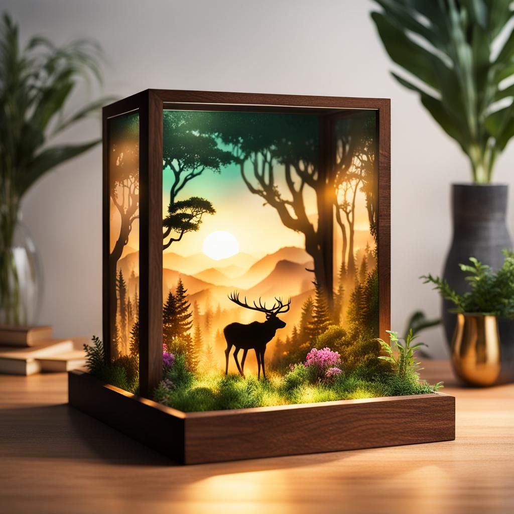 Luminous Jungle Landscape with Mystical Reindeer