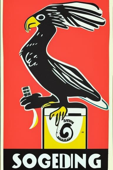 Stoner Eagle Smokes Joint in Retro Ad Style