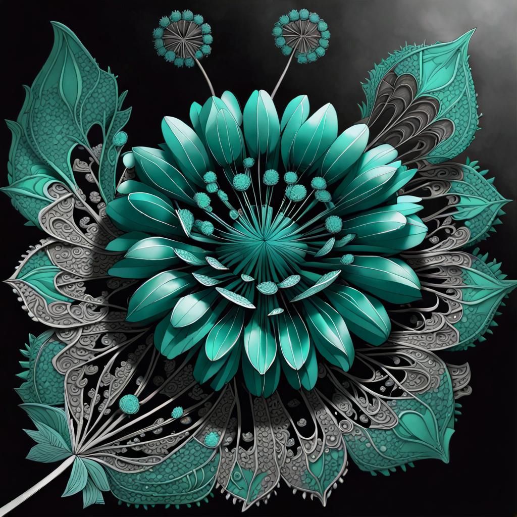 Ethereal Woman Ascending in Emerald Fractal Night