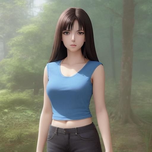 Anime Brunette in Studio Ghibli Style