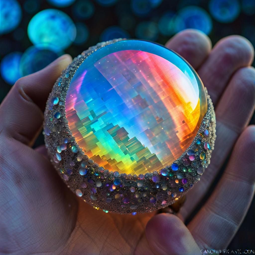 Glittering Lunarpunk Moon in Psychedelic Art Style