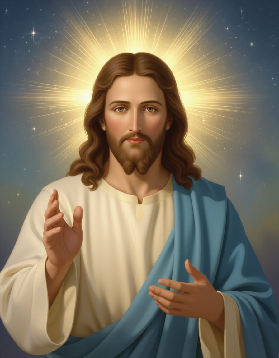Divine Portrait of Jesus Radiating Grace and Wisdom