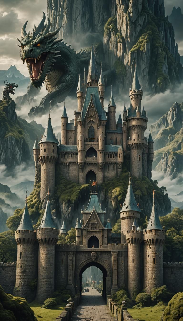 Dragon Warrior at Majestic Castle Gate