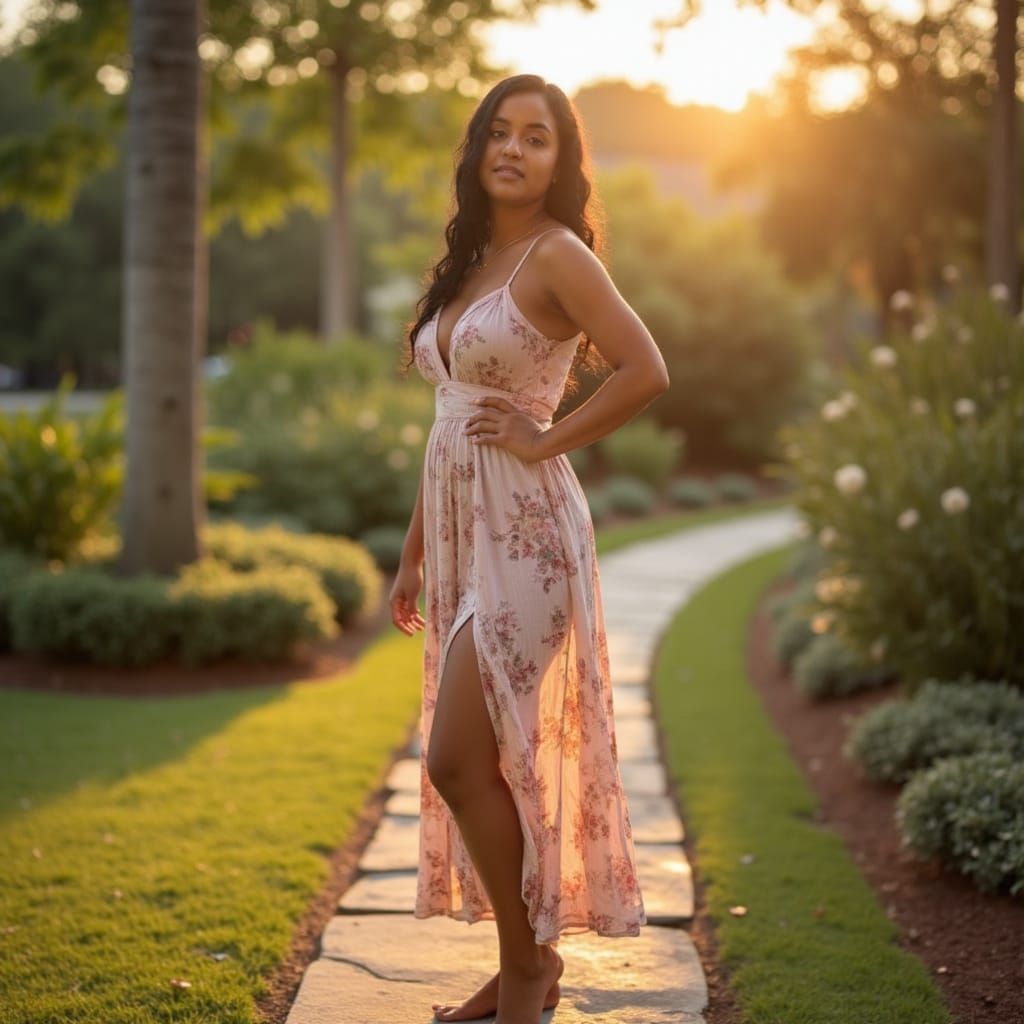 Female Influencer Portrait in Golden Hour Lighting