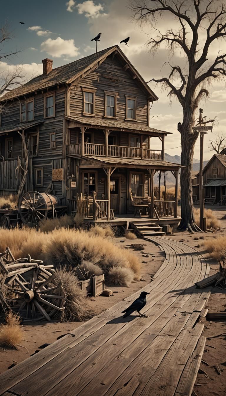 Old West General Store with Boardwalk, 1800s Scene