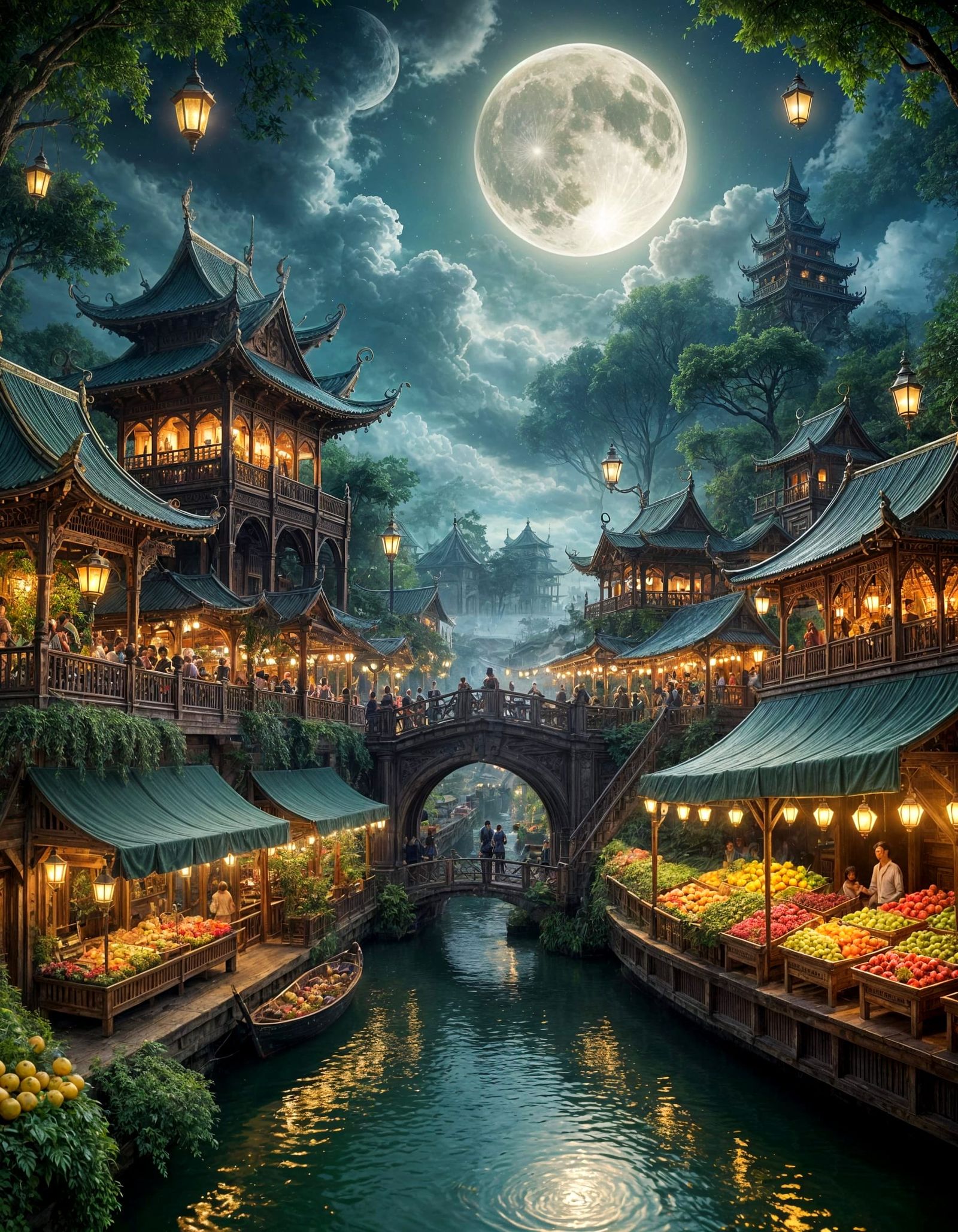 Night river market