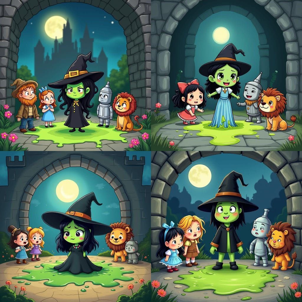 Wicked Witch Melts in Oz: Chibi Storybook Art