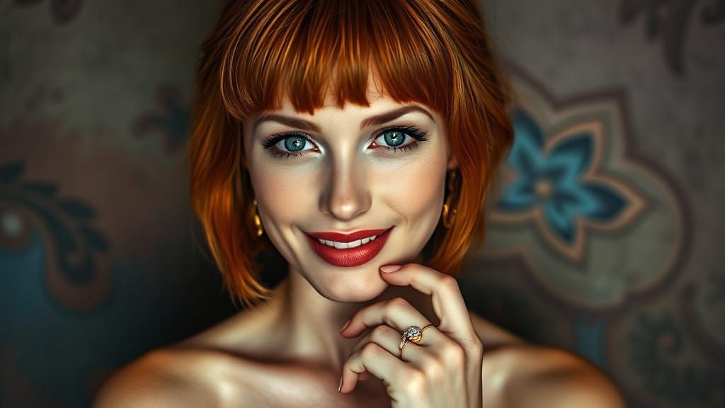 Hyper-Realistic Portrait of a 35-Year-Old Woman in Elegant A...