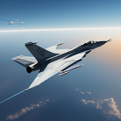 Sleek Fighter Jet Soars Through Clear Blue Sky in Vibrant Di...