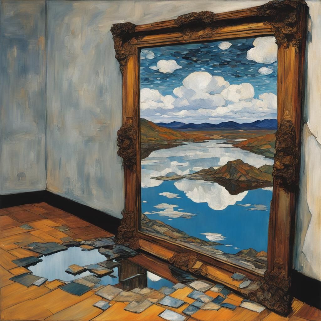 Ornate Shattered Mirror Reveals Sparkling Shards