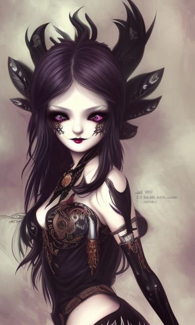 Gothic Girl in Artbook Style