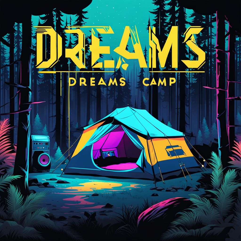 Forest Rave Party in Cyberpunk Anime Style