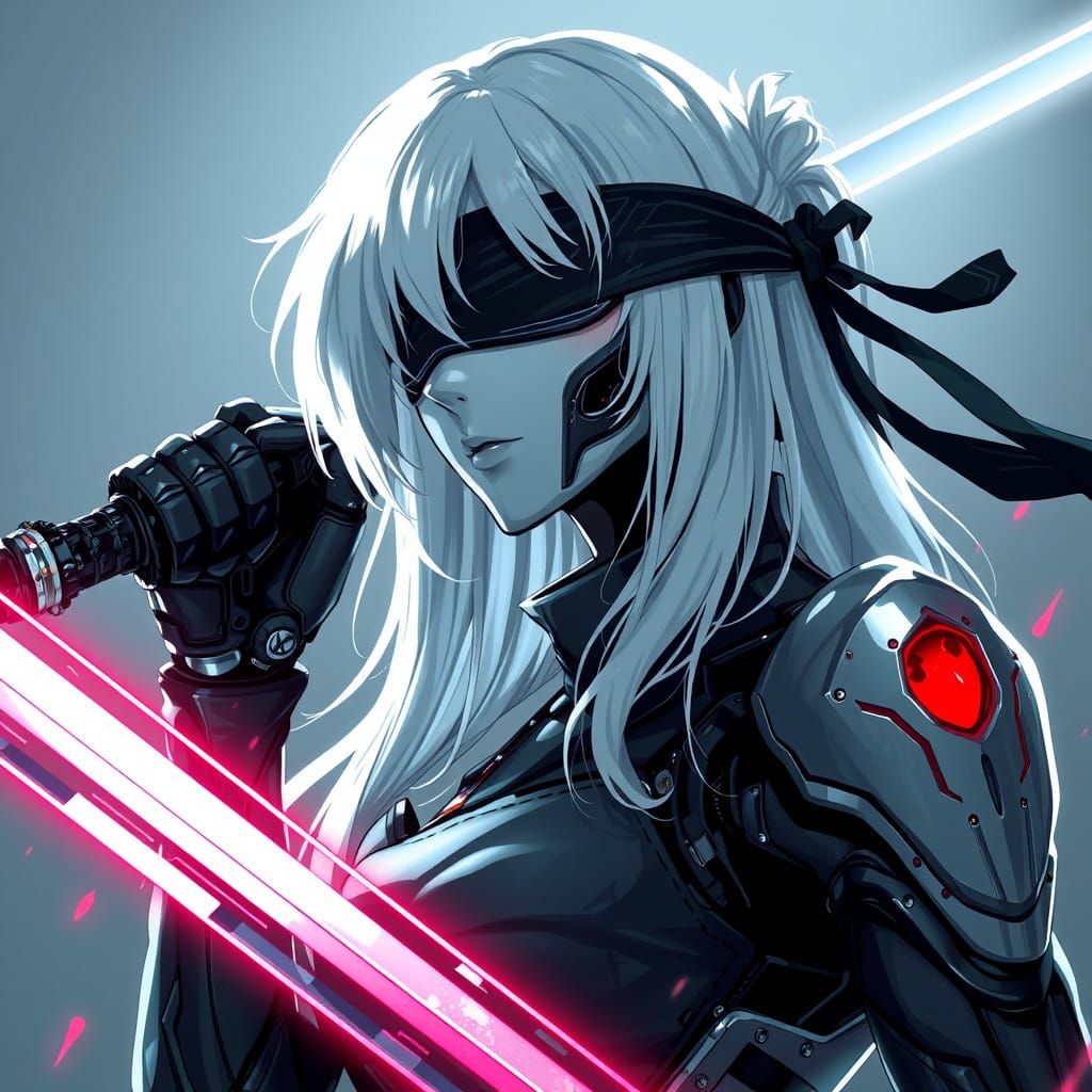 Cyborg Goddess in Cyberpunk Armor, Inspired by 2B's Futurist...