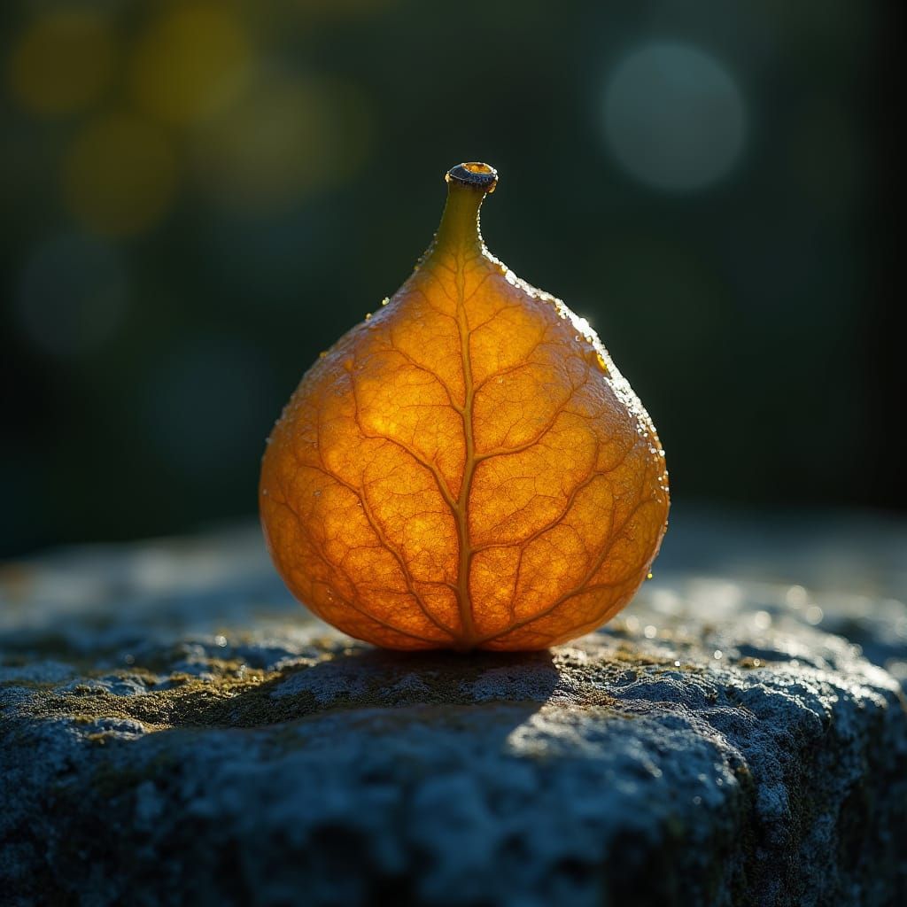 Orange Fig Leaf on Blue Moss Stone