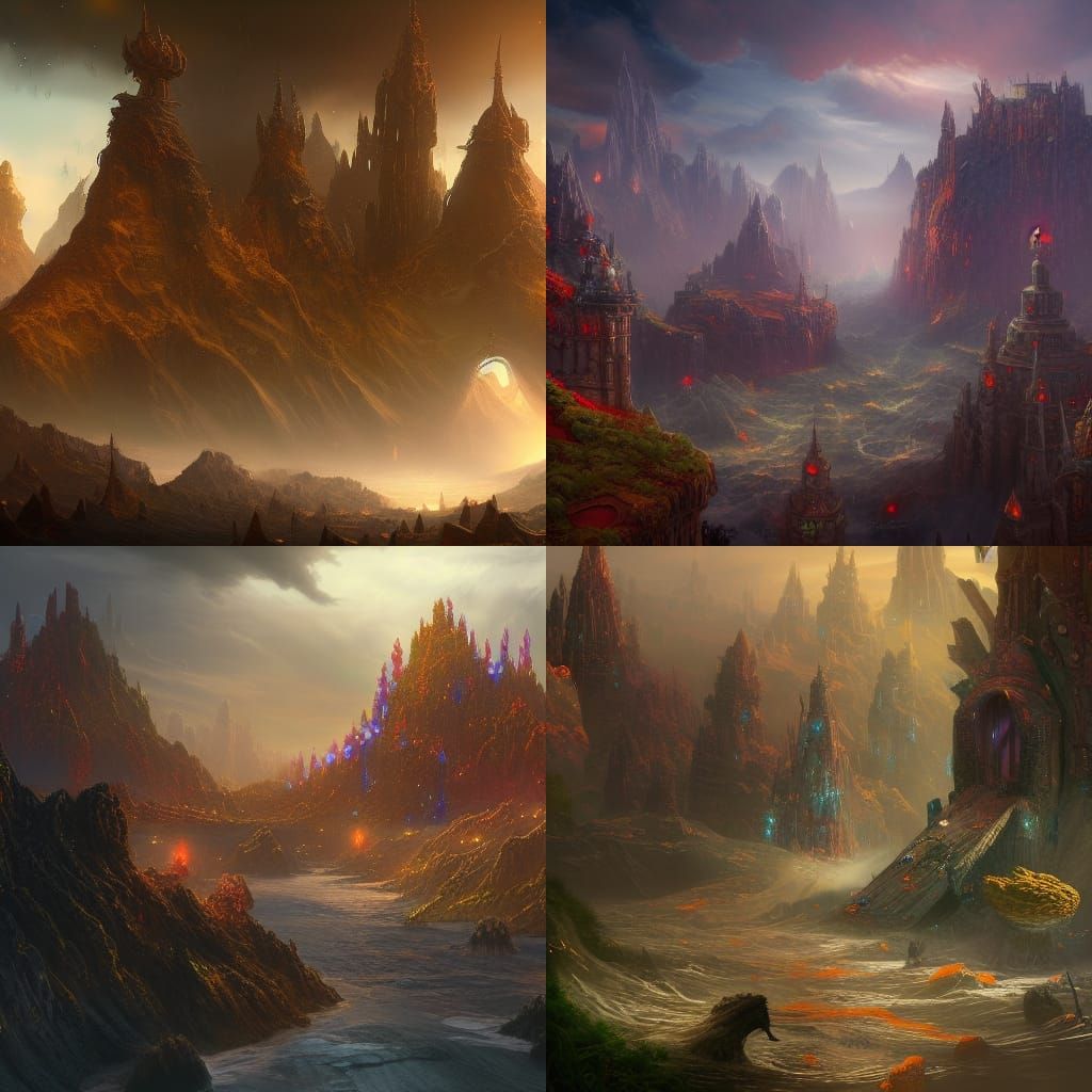 Fantastical Abstract Landscape in Detailed Matte Painting