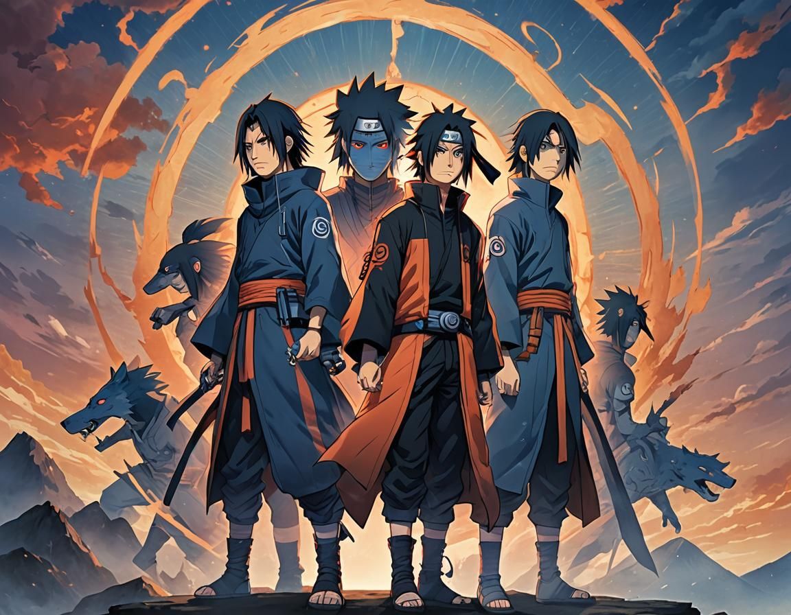 Naruto Team: Itachi, Sasuke, and Naruto Concept Art