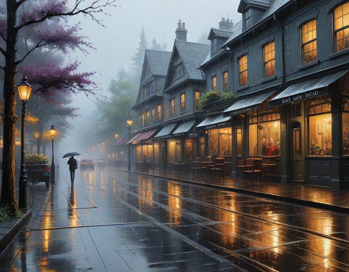 Rain Splatter in Ink, Ultrarealistic Style