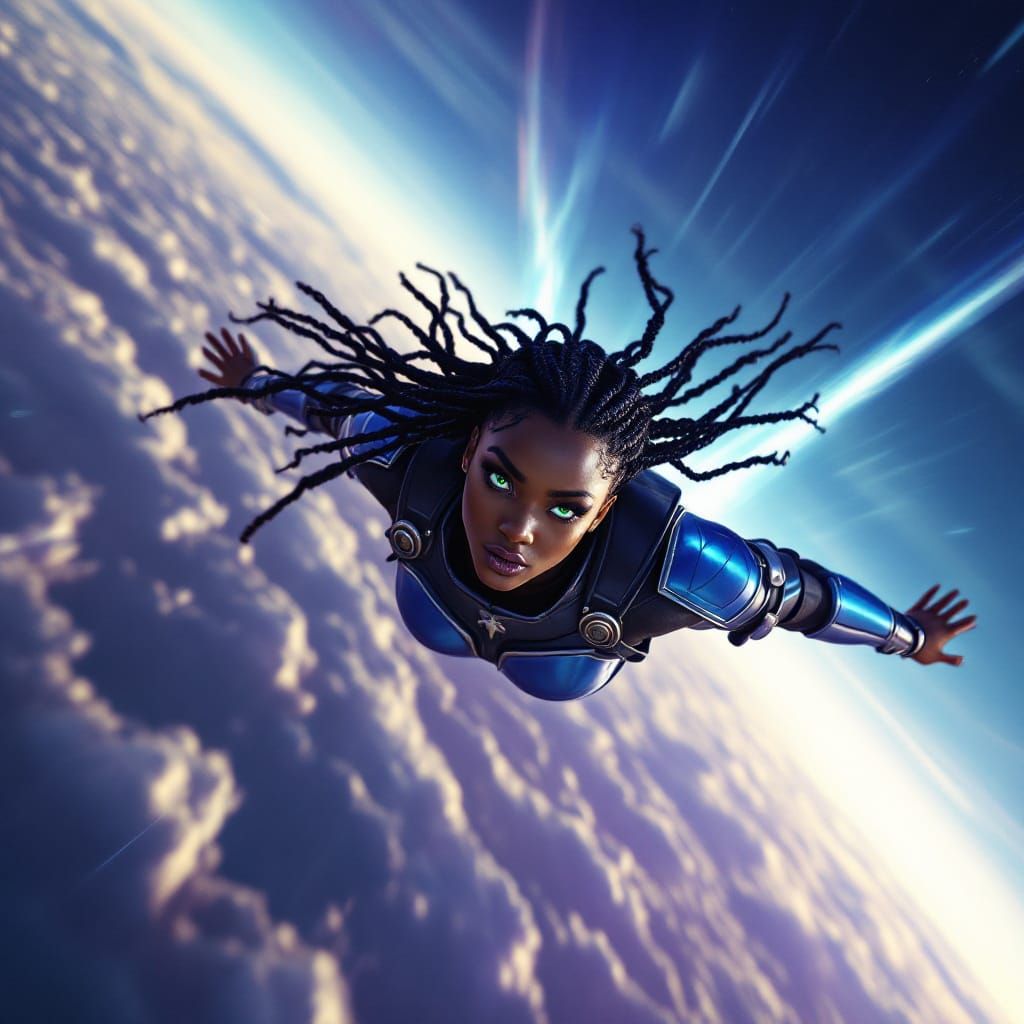 Majestic Woman Breaks Sound Barrier in Upper Atmosphere