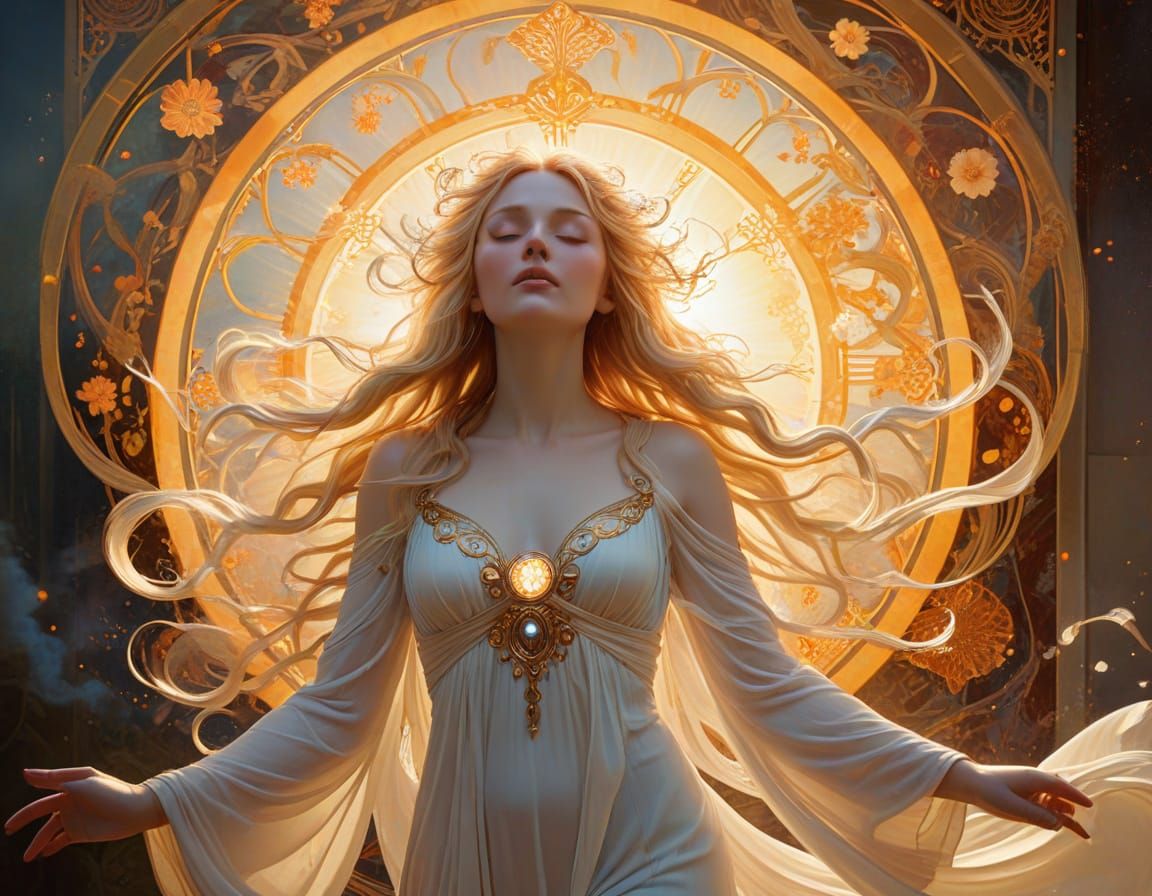 Goddess of Dawn in Art Nouveau Style