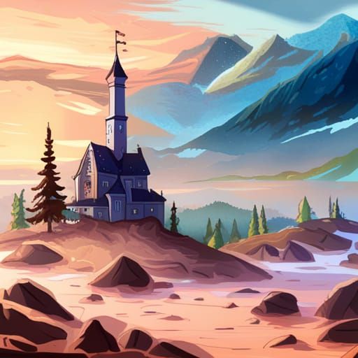 Night Cafe with Pastel Tiki Lights in Watercolor