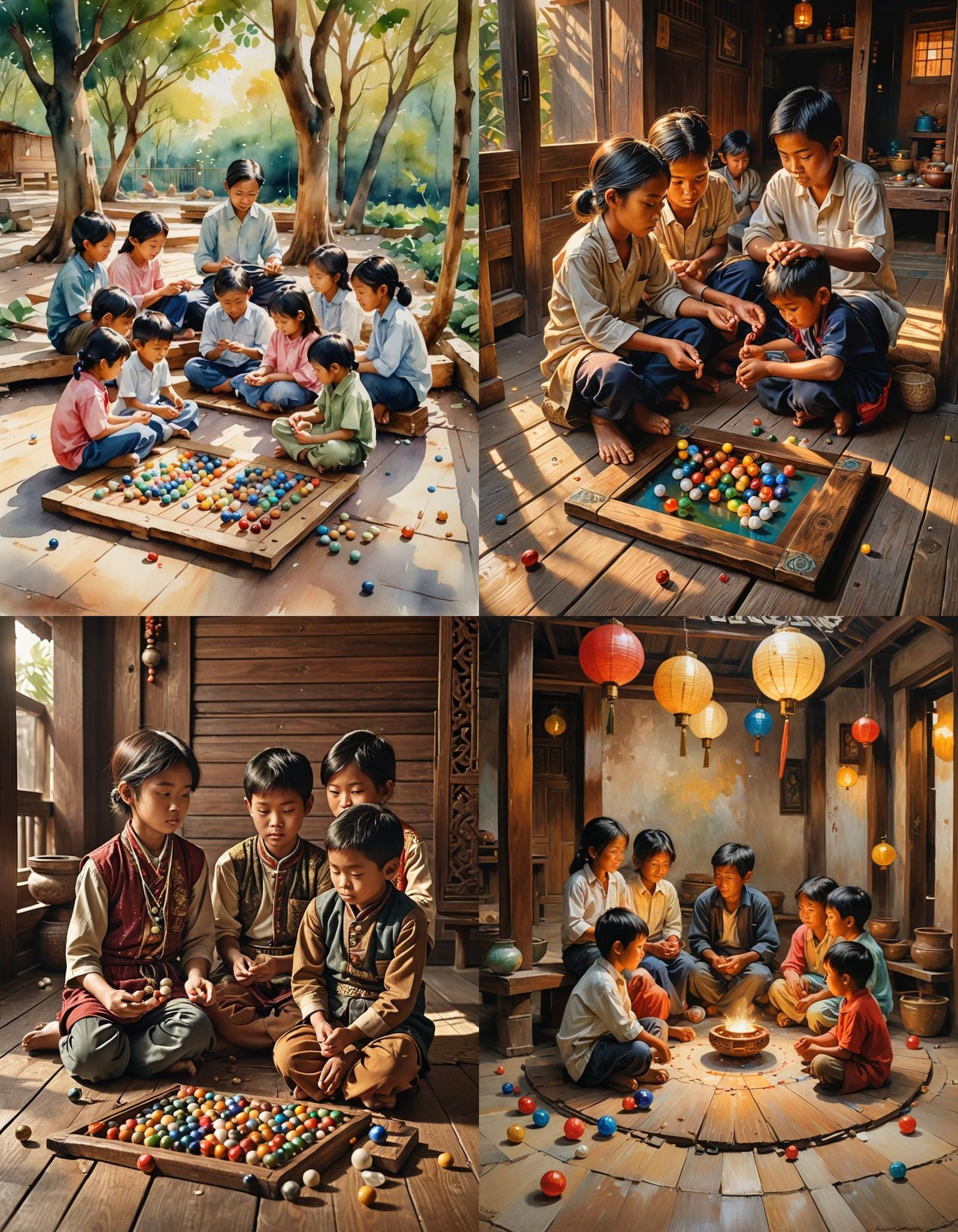 Children Playing Traditional Congkak Game