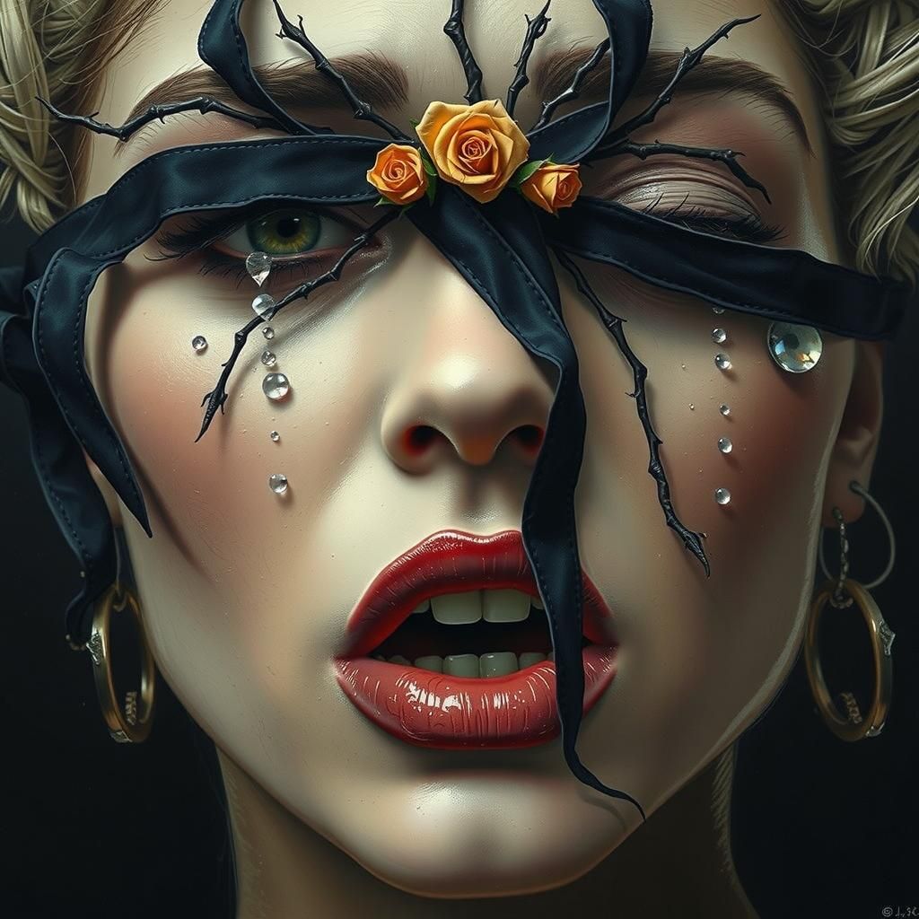 Anguish in Roses: A Haunting Portrait